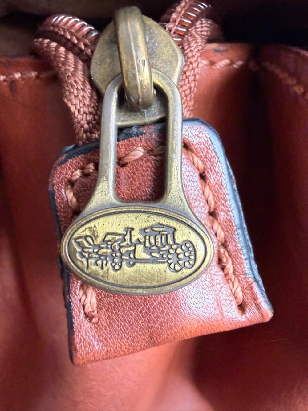 Vintage Italian Leather Satchel Bag Toscanino Brown Brass Hardware - Picture 6 of 15